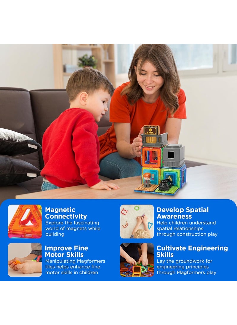 Magformers Magformers  Bank Set Multicolor Magnetic Building Tiles Blocks  Educational Magnetic Building STEM Toy  - Image 3