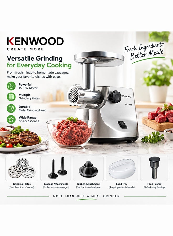 كينوود مفرمة اللحم 2 kg 1600 W MG510 أسود/ فضي - Image 2