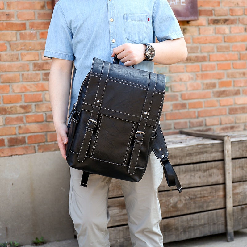 Men'S Bag Men'S Backpack 2019 New Fashionable Men'S Backpack Student'S Schoolbag Large Capacity Travel Bag Retro Bag - Image 3