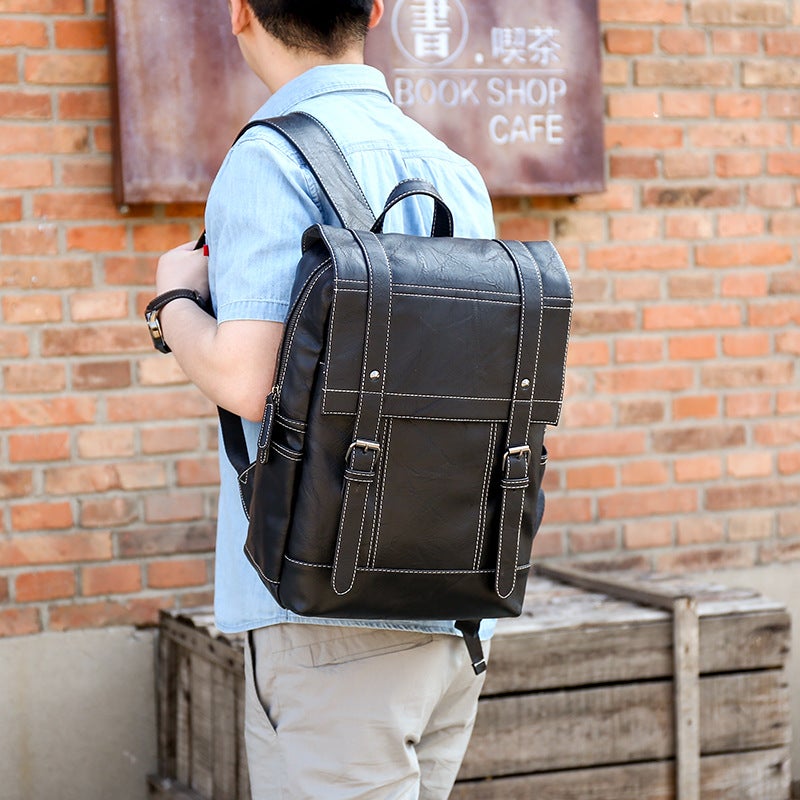 Men'S Bag Men'S Backpack 2019 New Fashionable Men'S Backpack Student'S Schoolbag Large Capacity Travel Bag Retro Bag - Image 2
