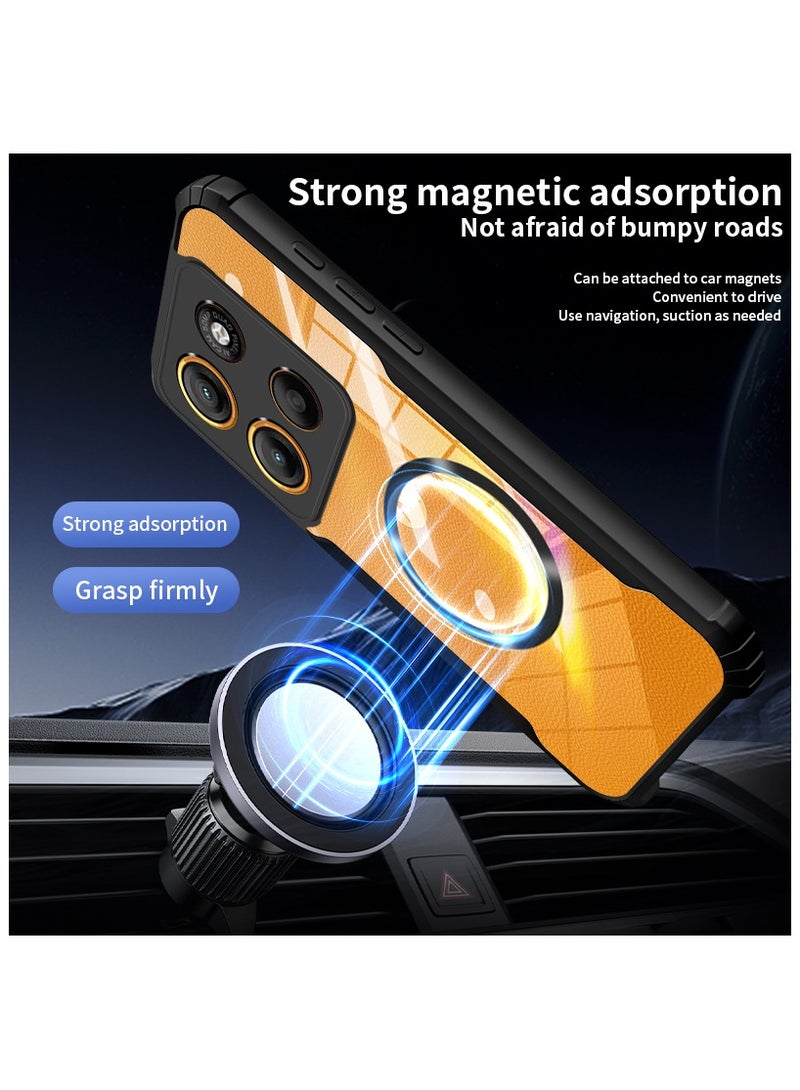 [1+1 Sets] For Motorola Moto G15 Case & Screen Protector Magnetic Suction Car Phone Case with Anti Drop Function High Transmittance Glass Scratch Resistant Tempered Glass - Image 2