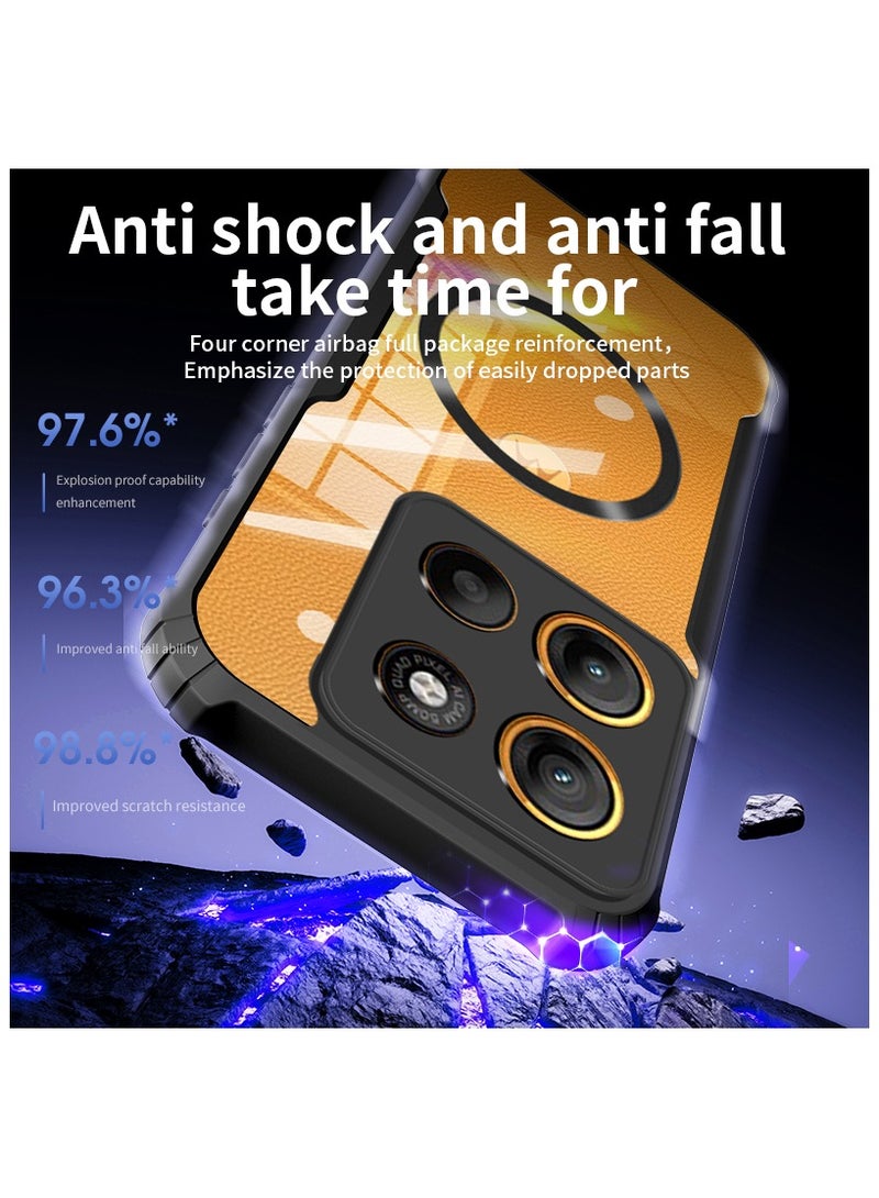 [1+1 Sets] For Motorola Moto G15 Case & Screen Protector Magnetic Suction Car Phone Case with Anti Drop Function High Transmittance Glass Scratch Resistant Tempered Glass - Image 3