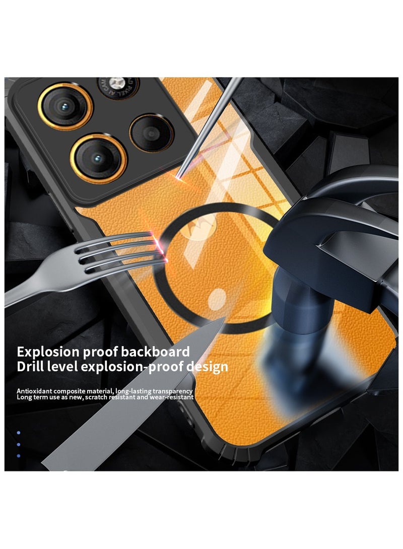 [1+1 Sets] For Motorola Moto G15 Case & Screen Protector Magnetic Suction Car Phone Case with Anti Drop Function High Transmittance Glass Scratch Resistant Tempered Glass - Image 4