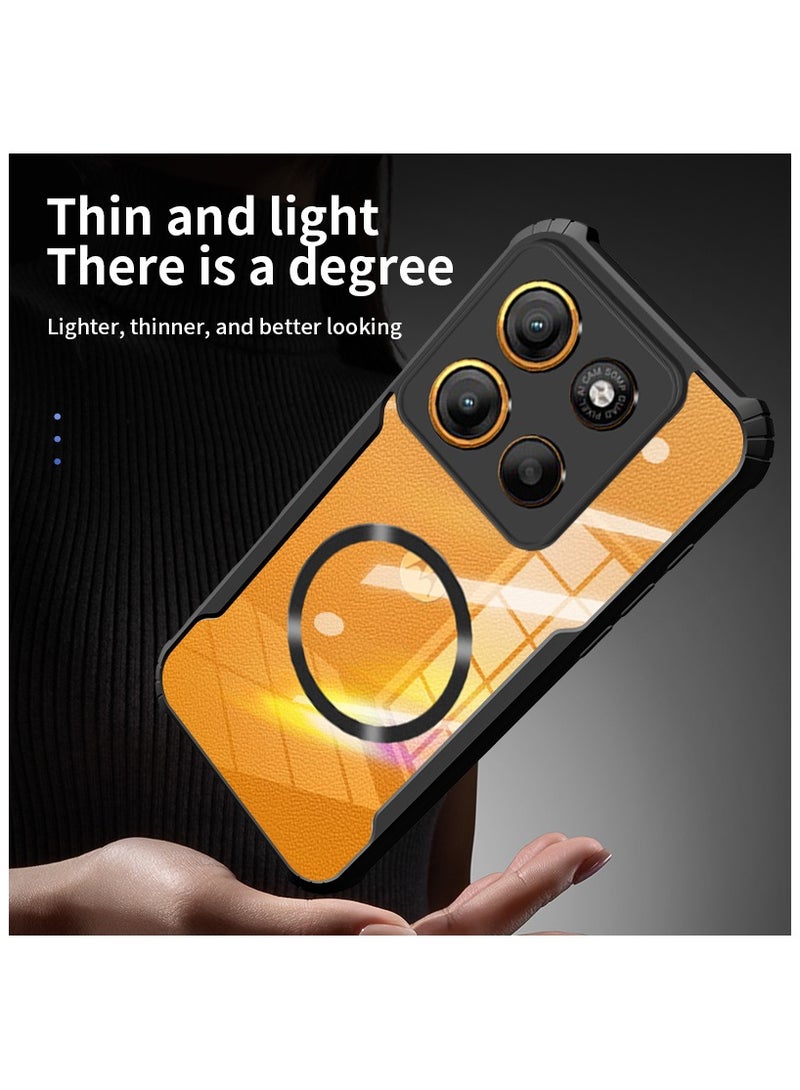 [1+1 Sets] For Motorola Moto G15 Case & Screen Protector Magnetic Suction Car Phone Case with Anti Drop Function High Transmittance Glass Scratch Resistant Tempered Glass - Image 5