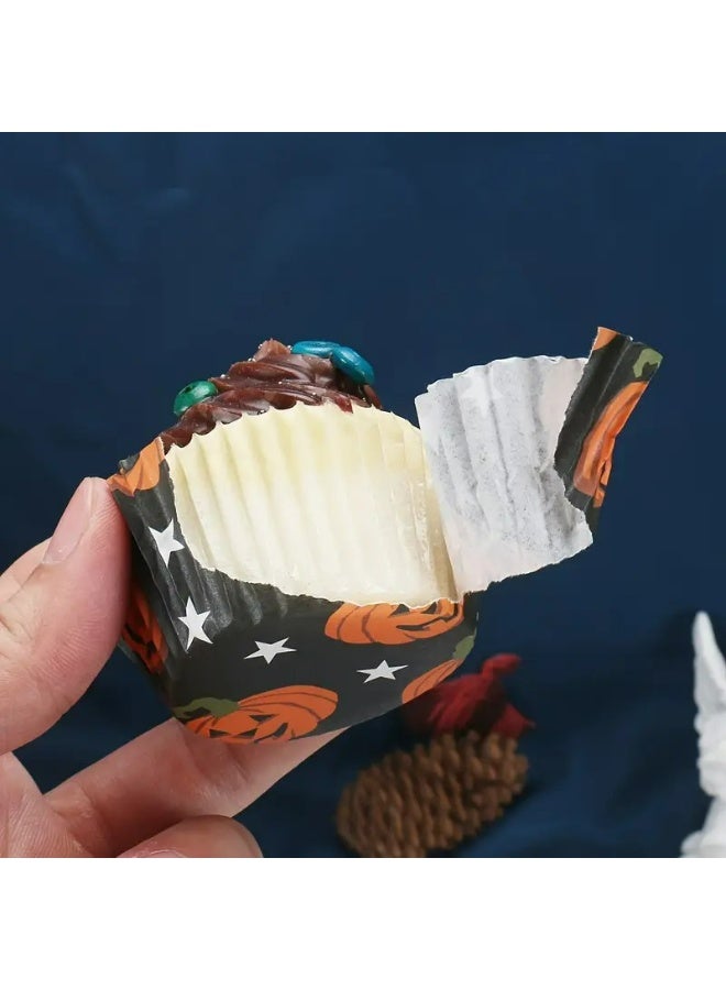 Kandid 100 Pcs Halloween Cupcake Paper Cups, Halloween theme dessert paper cups, birthday party (Orange) - Image 4