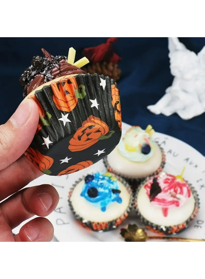 Kandid 100 Pcs Halloween Cupcake Paper Cups, Halloween theme dessert paper cups, birthday party (Orange) - Image 5