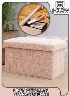 Ottomans Cube Foldable Rectangular Bench Footrest 49x30x30cm Table Linen Fabric Foot Stools Seat Chair For Home Clothing Hidden Storage Boxes
