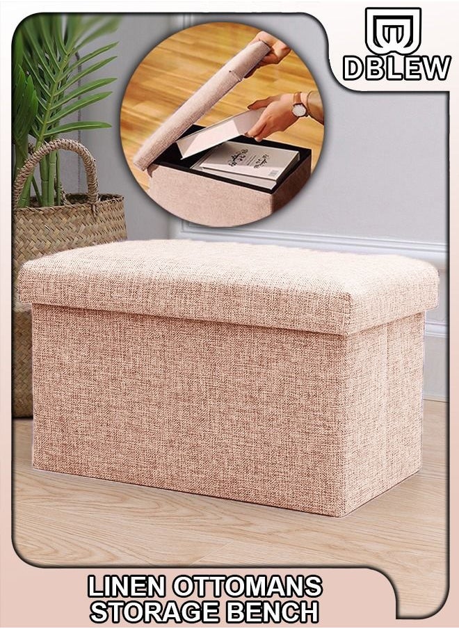 DBLEW - Ottomans Cube Foldable Rectangular Bench Footrest 49x30x30cm Table Linen Fabric Foot Stools Seat Chair For Home Clothing Hidden Storage Boxes - Image 1