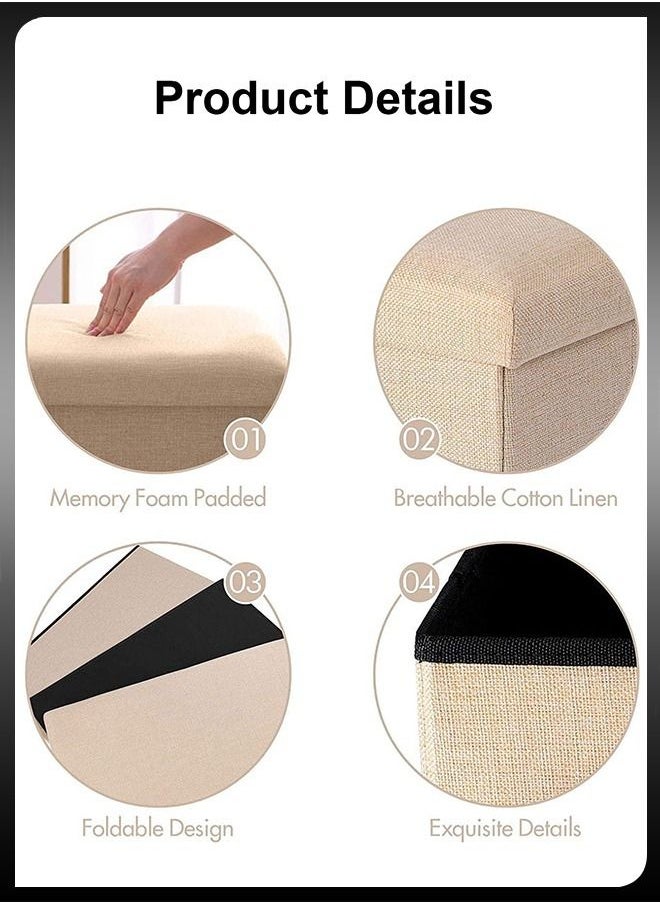DBLEW - Ottomans Cube Foldable Rectangular Bench Footrest 49x30x30cm Table Linen Fabric Foot Stools Seat Chair For Home Clothing Hidden Storage Boxes - Image 1