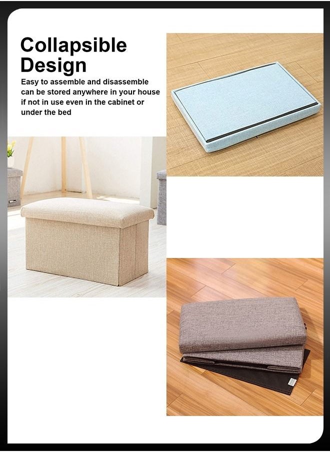 DBLEW - Ottomans Cube Foldable Rectangular Bench Footrest 49x30x30cm Table Linen Fabric Foot Stools Seat Chair For Home Clothing Hidden Storage Boxes - Image 1