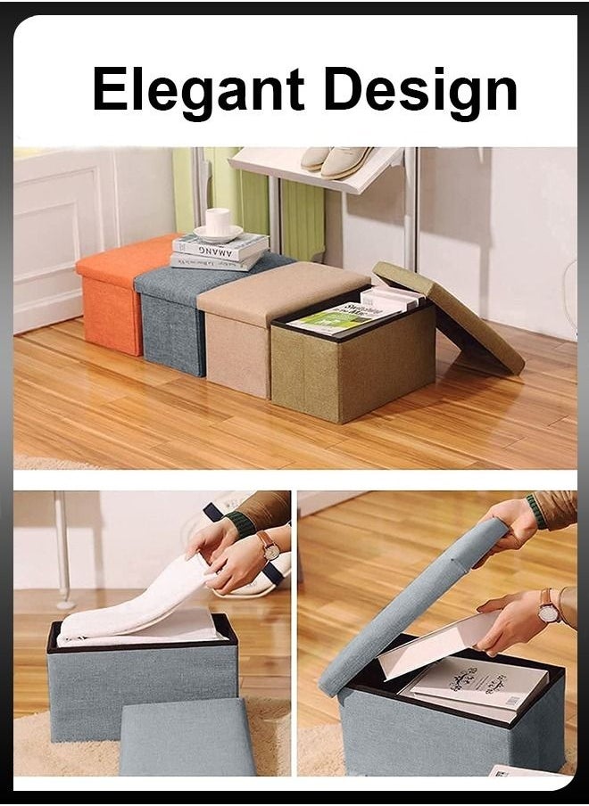 DBLEW - Ottomans Cube Foldable Rectangular Bench Footrest 49x30x30cm Table Linen Fabric Foot Stools Seat Chair For Home Clothing Hidden Storage Boxes - Image 1