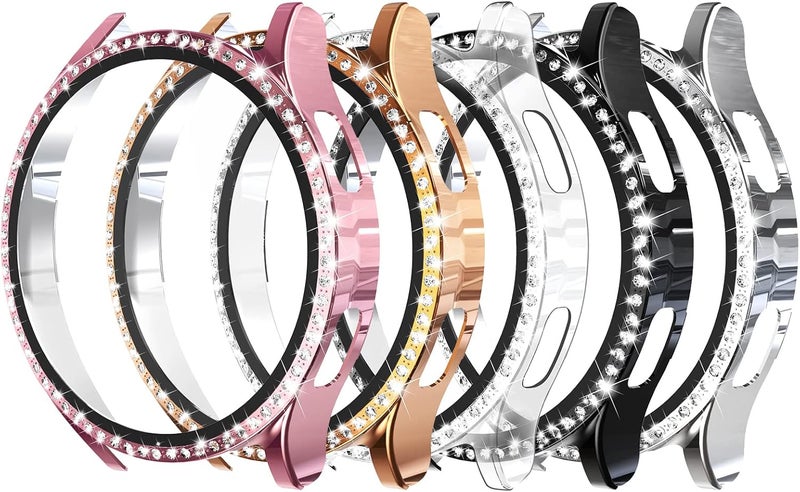 Simpeak 5Pack Watch 4 40mm Bling Screen Protector Compatible with Galaxy Watch 4 40mm Full Crystals Protector Case Replacement for Galaxy Watch4 40mm 2021 Model Women GoldPinkBlackSilverClear - Image 1