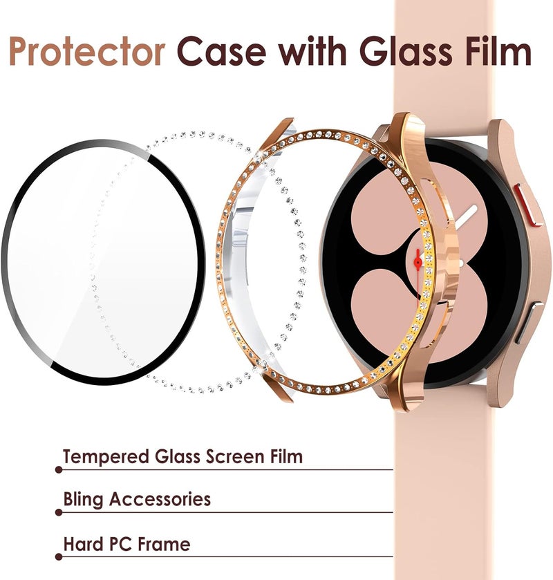 Simpeak 5Pack Watch 4 40mm Bling Screen Protector Compatible with Galaxy Watch 4 40mm Full Crystals Protector Case Replacement for Galaxy Watch4 40mm 2021 Model Women GoldPinkBlackSilverClear - Image 2