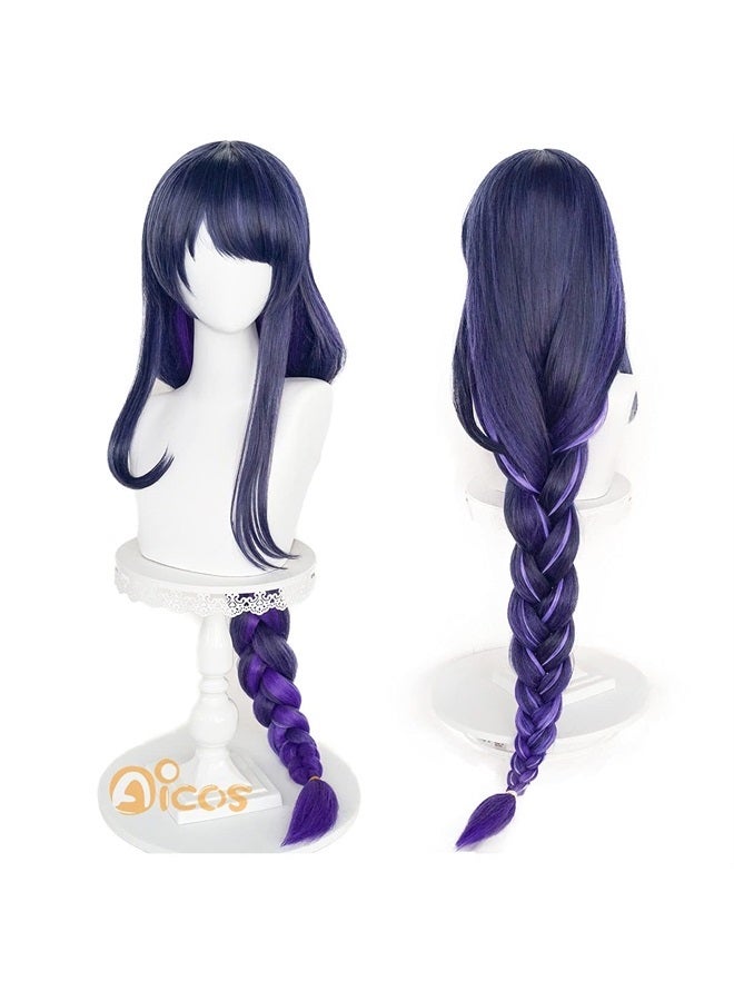 Aicos Alacos Purple Braid Raiden Shogun Wig, Long Purple Wig with Braid for Raiden Cosplay, Anime Raiden Shogun Cosplay Wig Perfect for Halloween Party(Raiden shogun) - Image 1