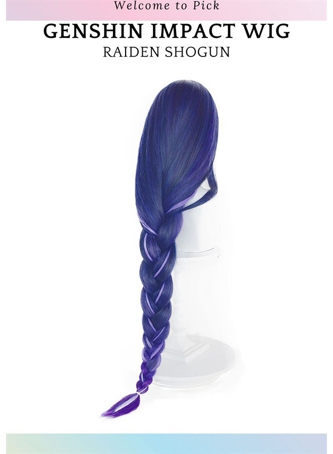 Aicos Alacos Purple Braid Raiden Shogun Wig, Long Purple Wig with Braid for Raiden Cosplay, Anime Raiden Shogun Cosplay Wig Perfect for Halloween Party(Raiden shogun) - Image 4