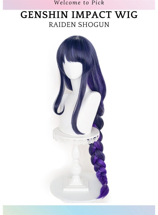 Aicos Alacos Purple Braid Raiden Shogun Wig, Long Purple Wig with Braid for Raiden Cosplay, Anime Raiden Shogun Cosplay Wig Perfect for Halloween Party(Raiden shogun) - Image 3