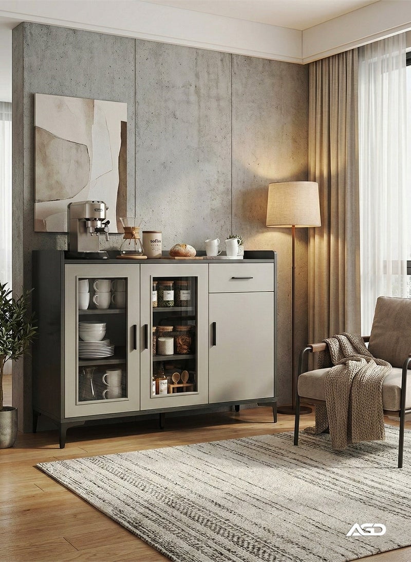 إيه جي دي زاوية قهوة حديثة، خزانة عملية ذات سعة تخزين كبيرة لغرفة المعيشة وغرفة الطعام والمكتب خزانة تخزين جانبية للمطبخ، قائمة بذاتها ، لون رمادي - Image 3