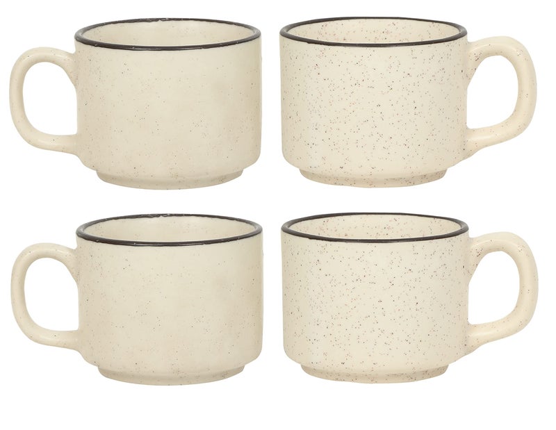 QIMACPLUS Indian Handcrafted Ceramic Stylish Ivory Matt Elegant Design Plain Sparkling Ceramic Tea/Coffee/Milk Cup Mug Serving Tea Mugs Set Best Gift for Friends, Family 150ML Set of 6 - Image 2