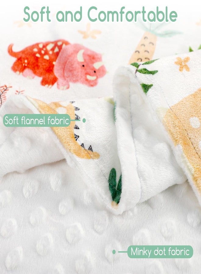 WINGHENLEE Baby Blanket Neutral, Ultra Soft Nursery Minky Blankets for Infant Newborn Toddler Nursery Crib and Stroller, Double Layer with Dot Backing, Baby Gifts for Boys Girls, 30*40 inch, Dinosaur - Image 3