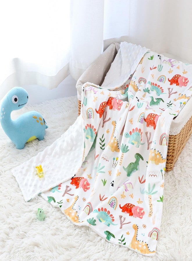 WINGHENLEE Baby Blanket Neutral, Ultra Soft Nursery Minky Blankets for Infant Newborn Toddler Nursery Crib and Stroller, Double Layer with Dot Backing, Baby Gifts for Boys Girls, 30*40 inch, Dinosaur - Image 2