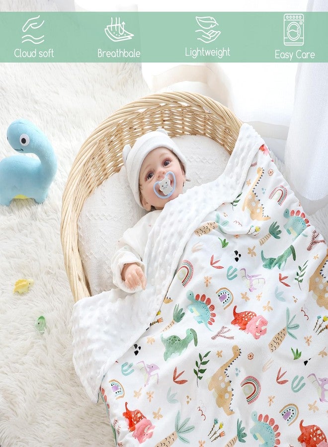 WINGHENLEE Baby Blanket Neutral, Ultra Soft Nursery Minky Blankets for Infant Newborn Toddler Nursery Crib and Stroller, Double Layer with Dot Backing, Baby Gifts for Boys Girls, 30*40 inch, Dinosaur - Image 4