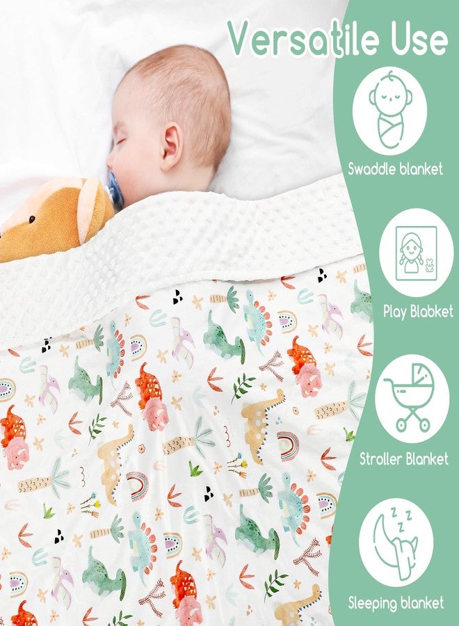 WINGHENLEE Baby Blanket Neutral, Ultra Soft Nursery Minky Blankets for Infant Newborn Toddler Nursery Crib and Stroller, Double Layer with Dot Backing, Baby Gifts for Boys Girls, 30*40 inch, Dinosaur - Image 5
