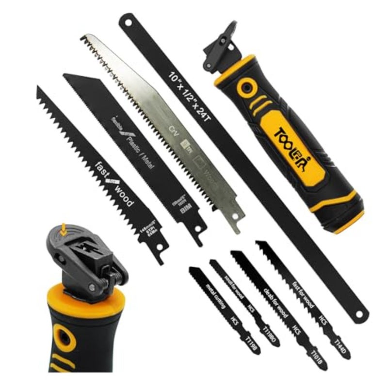 : 8-In-1 Multi Blades Hand Saw, Drywall Cutter Saw. Hackwaw. Long Blade Hand Saw For Cut, Sheetrock, Wood, Metel, Plastic, Plywood. Portable Hand Saw - Image 1