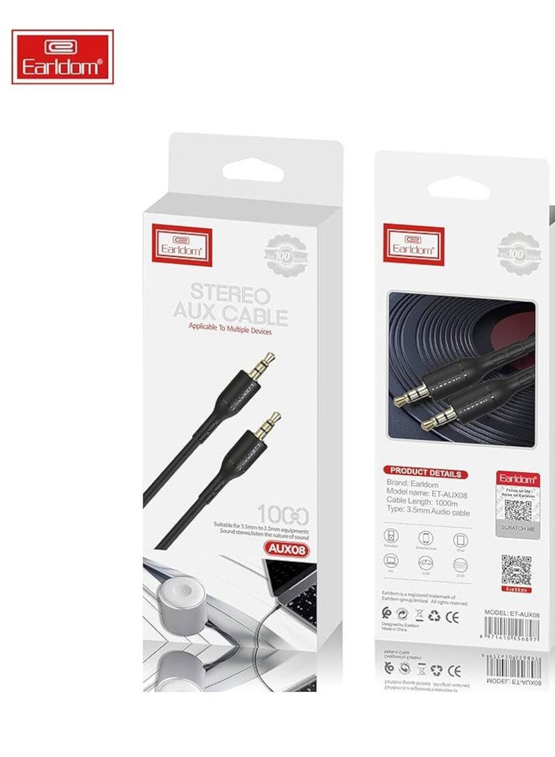 Earldom ET-AUX08 Stereo AUX Cable, Black - Image 1