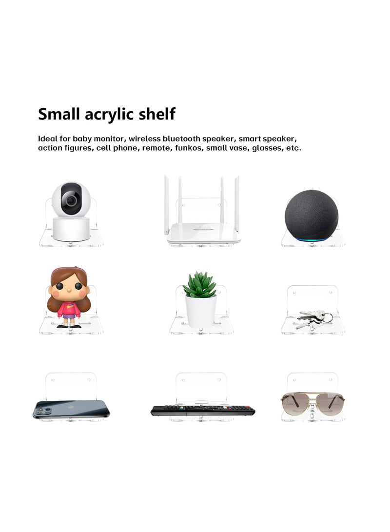 Anmi 3 Pcs Acrylic Small Floating Wall Shelf for Security Cameras, Baby Monitors, Speakers, Plants&More, Universal Small Wall Shelf (Clear ) - Image 2