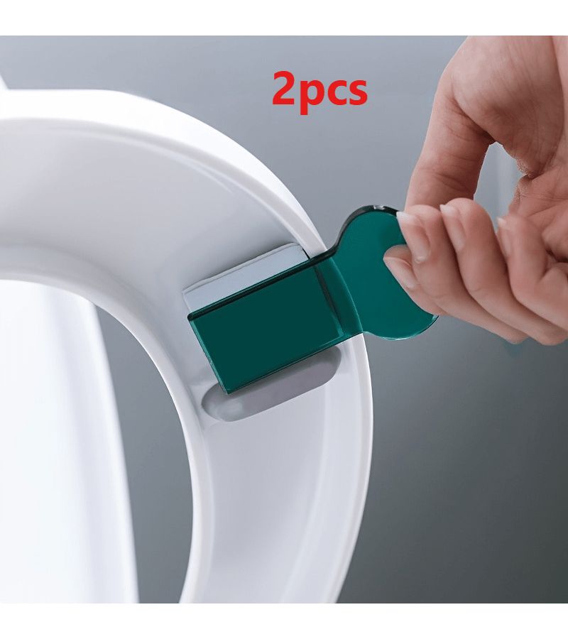 2pcs White Toilet Seat Lifter Handle Toilet Cover Handle Avoid Touching Maintain Hand Hygiene - Image 1