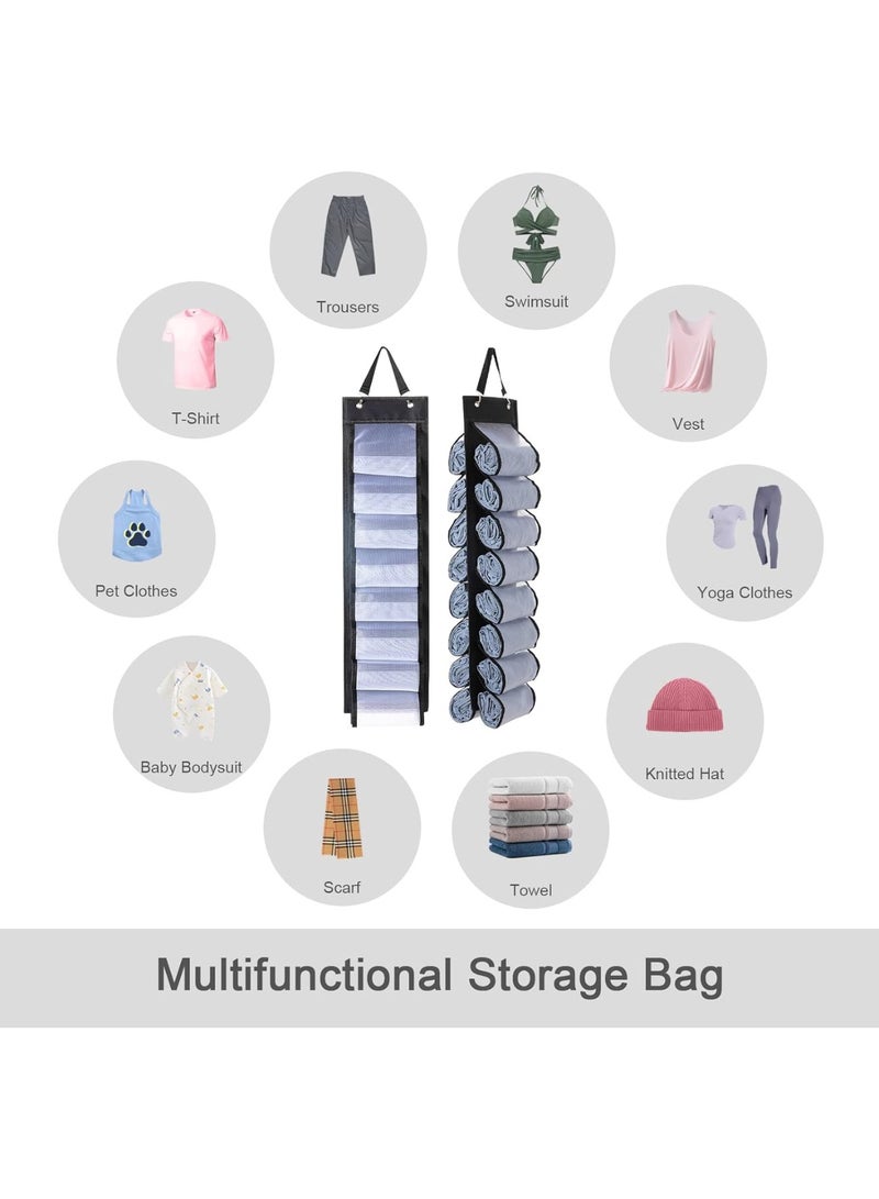 YelaJoy Legging Organizer Storage, T-Shirt Organizer, Hanging Closet Organizer, Hanging Clothes Organizer with 26 Roll Compartments for Yoga Pants, Tank Top, Towel, Underwear, Shirt (Black)  - Image 3