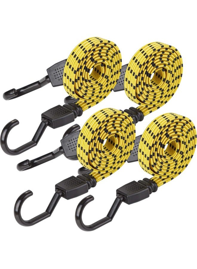 CARTMAN Ultra 48'' Black/Yellow Flat Bungee Cord, 4pk x 48'' - Image 1