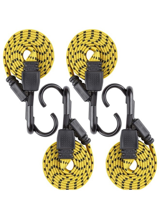 CARTMAN Ultra 48'' Black/Yellow Flat Bungee Cord, 4pk x 48'' - Image 3