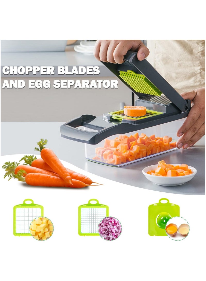 Mandolin Vegetable Slicer Multifunctional Vegetable Cutter Fruit Cutter Potato Cutter Onion Cutter Vegetable Grater with Protective Gloves Egg Separator for Cutting Fruit and Vegetables  - Image 3