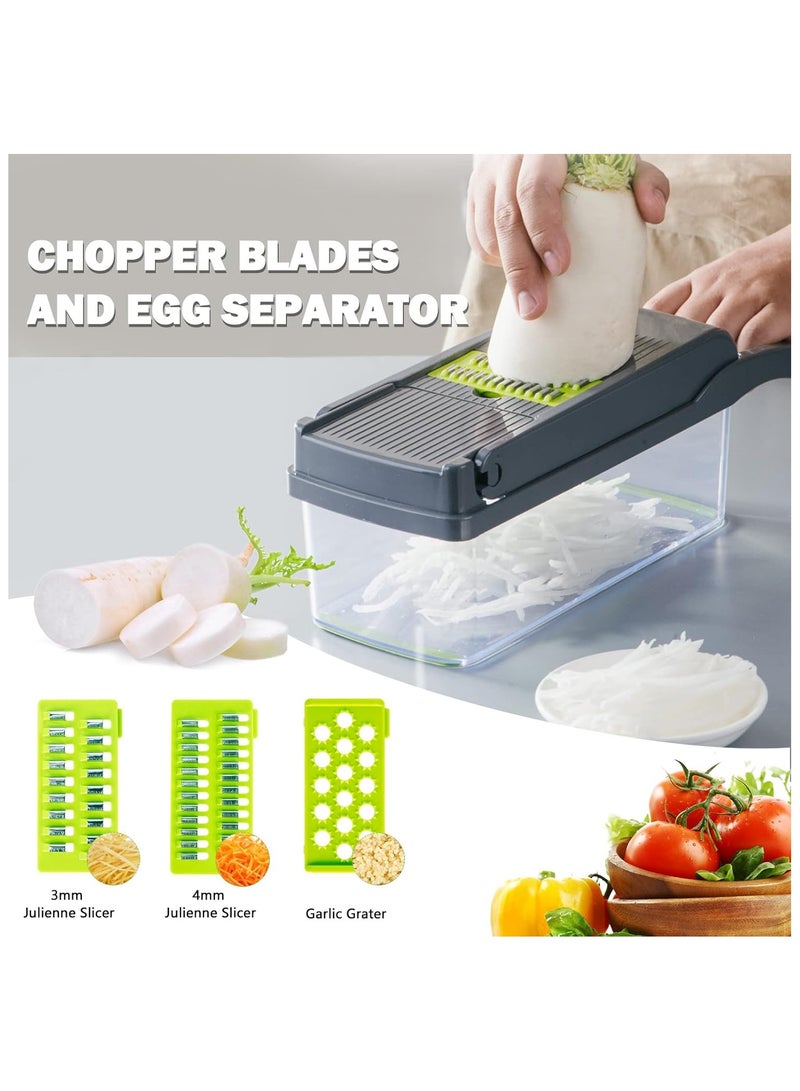 Mandolin Vegetable Slicer Multifunctional Vegetable Cutter Fruit Cutter Potato Cutter Onion Cutter Vegetable Grater with Protective Gloves Egg Separator for Cutting Fruit and Vegetables  - Image 5