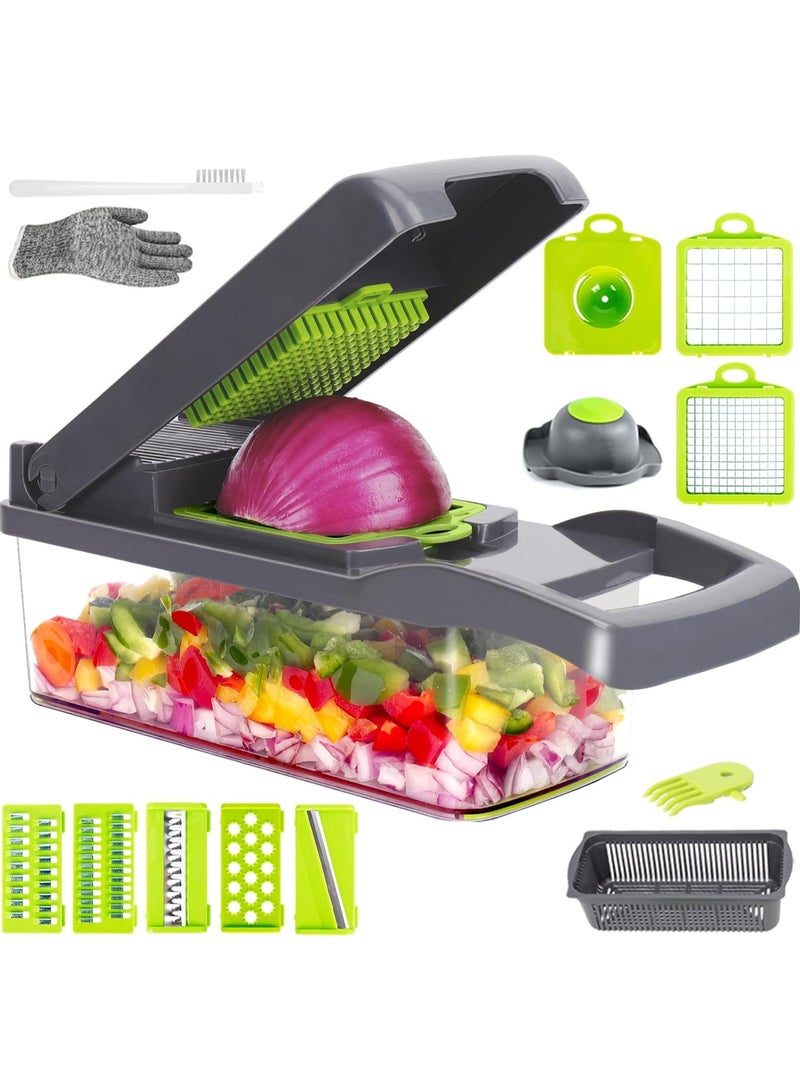 Mandolin Vegetable Slicer Multifunctional Vegetable Cutter Fruit Cutter Potato Cutter Onion Cutter Vegetable Grater with Protective Gloves Egg Separator for Cutting Fruit and Vegetables  - Image 1