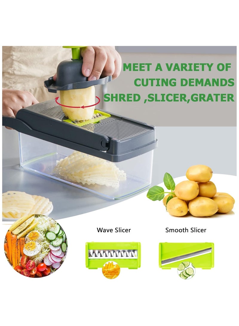 Mandolin Vegetable Slicer Multifunctional Vegetable Cutter Fruit Cutter Potato Cutter Onion Cutter Vegetable Grater with Protective Gloves Egg Separator for Cutting Fruit and Vegetables  - Image 4