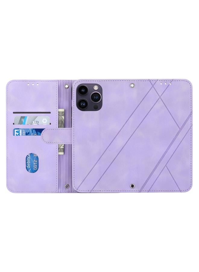 اس-توب جراب هاتف من الجلد المنقوش لهاتف iPhone 16 Pro Max مع حبل - Image 5