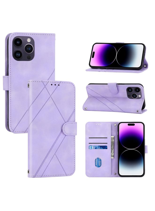 اس-توب جراب هاتف من الجلد المنقوش لهاتف iPhone 16 Pro Max مع حبل - Image 1