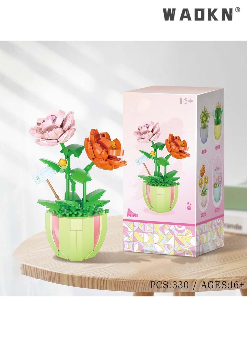 WAOKN Artificial Flower Bouquet Building Blocks Kit Mini Flower Building Blocks Set, bonsai, flowers, craft set, potted plants,Flower Building Set Unique Creative Gift for Friends and Families  - Image 2