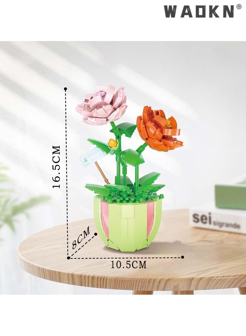 WAOKN Artificial Flower Bouquet Building Blocks Kit Mini Flower Building Blocks Set, bonsai, flowers, craft set, potted plants,Flower Building Set Unique Creative Gift for Friends and Families  - Image 5