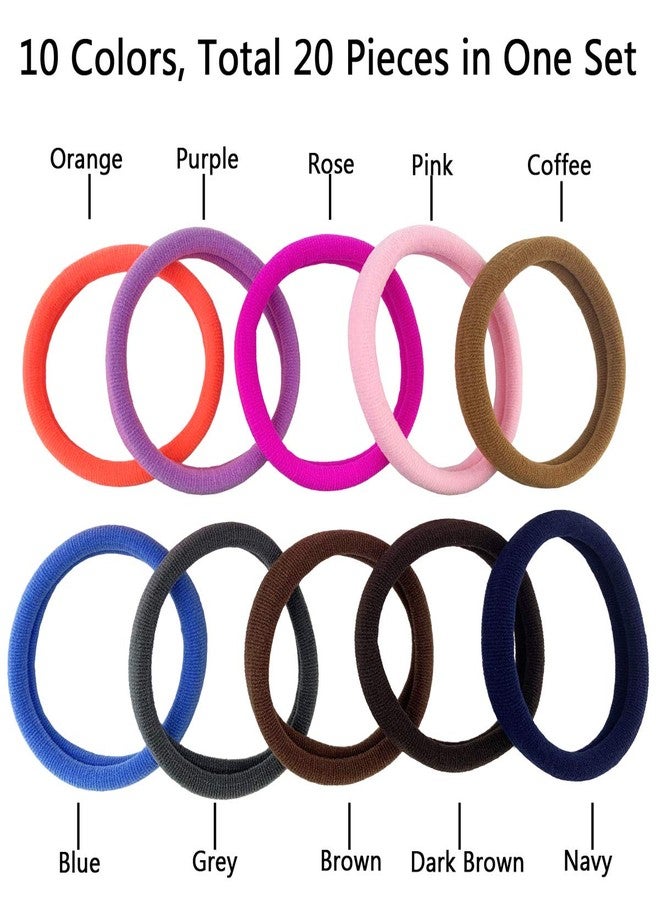 BETITETO Thick Hair Ties, BETITETO 20 Pieces Seamless Ponytail Holders Scrunchies Women Cotton Stretch Hair Elastics for Thick Heavy or Curly Hair (Upgrade Multicolor Large Size - 7cm) - Image 3