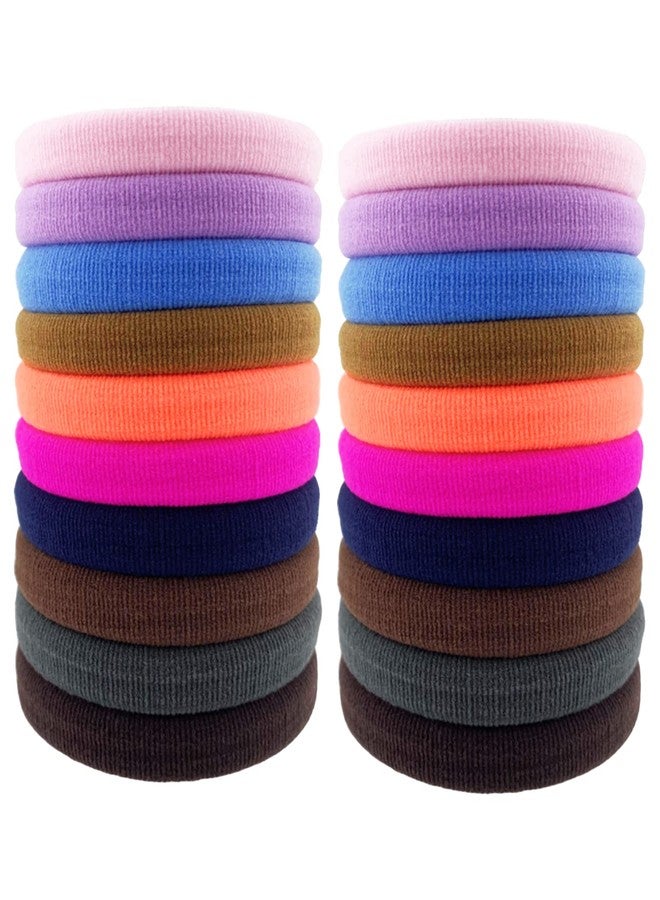 BETITETO Thick Hair Ties, BETITETO 20 Pieces Seamless Ponytail Holders Scrunchies Women Cotton Stretch Hair Elastics for Thick Heavy or Curly Hair (Upgrade Multicolor Large Size - 7cm) - Image 1