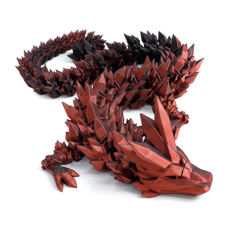 Flavery 3D Printed Dragon 24 inch Large Pearly Sheen Articulated Dragon Fidget Toy 3D Printed Gift for Birthday Figurine DecorBlack Red - Image 3