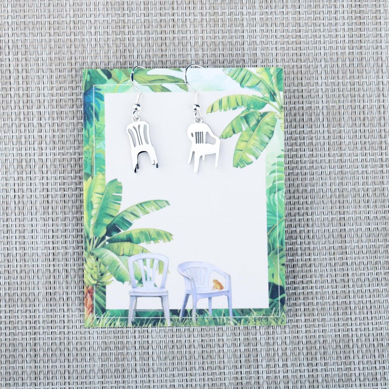 SEIRAA Music White Chairs Earrings Puerto Rico Singer Gifts Latin Music Fans Jewelry Chair and Palm Gifts (2Chairs) - Image 4