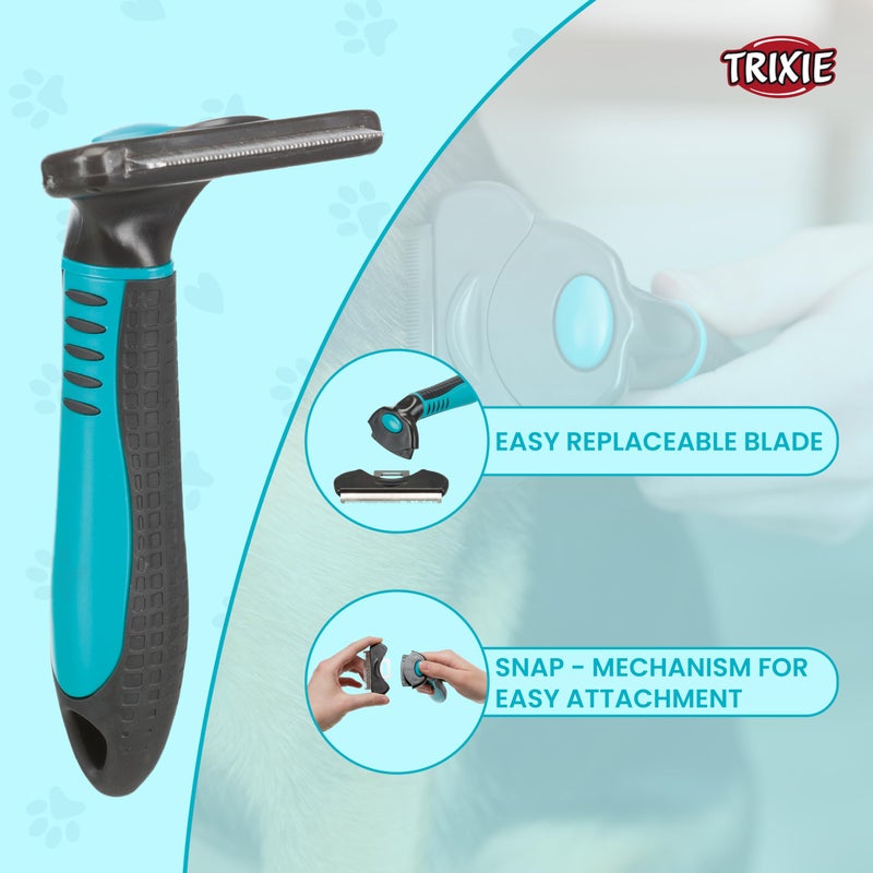 Trixie: - Carding Groomer for Dogs and Cats | Detangles and Removes Loose Hair, Gentle Care for Base Coat | Easy to Replace Grooming Heads with a Snap Mechanism on The Handle - Large 11 x 15 cm - Image 3