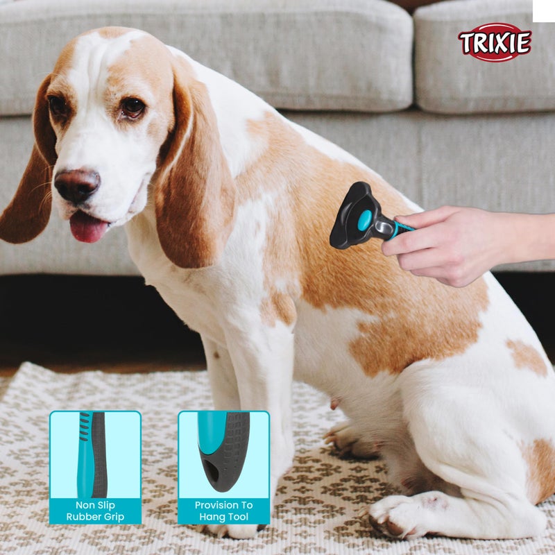 Trixie: - Carding Groomer for Dogs and Cats | Detangles and Removes Loose Hair, Gentle Care for Base Coat | Easy to Replace Grooming Heads with a Snap Mechanism on The Handle - Large 11 x 15 cm - Image 2