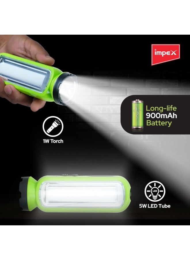 Impex 2 in 1 Rechargeable LED Flashlight with Emergency Lamp | 900 mAh Battery | Multi Purpose Tourch Light | Lamp and Torch Light | 6 Months Warranty | Lumin A1 - Image 4
