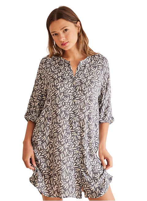 Midi Sleep Shirt With Seaweed Print