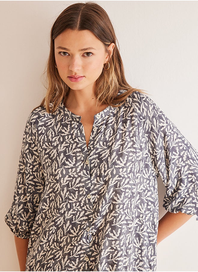Midi Sleep Shirt With Seaweed Print